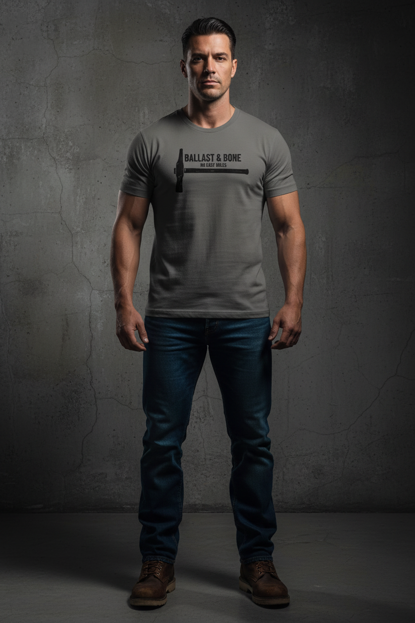Asphalt t-shirt front with hammer design
