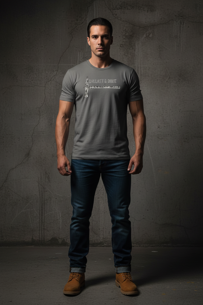 Asphalt t-shirt front with hammer design