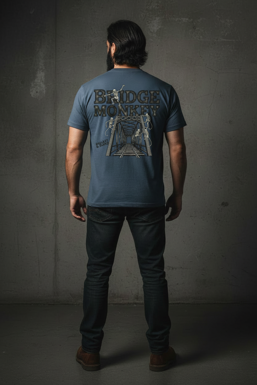 Bridge Monkey Tee - Steel Blue Smaller