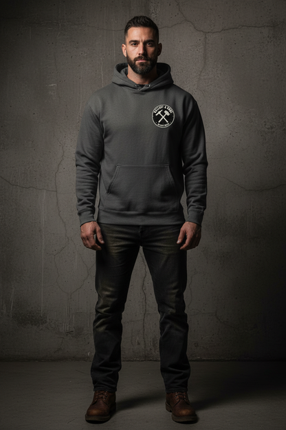 Charcoal Hoodie Front - Exact Badge