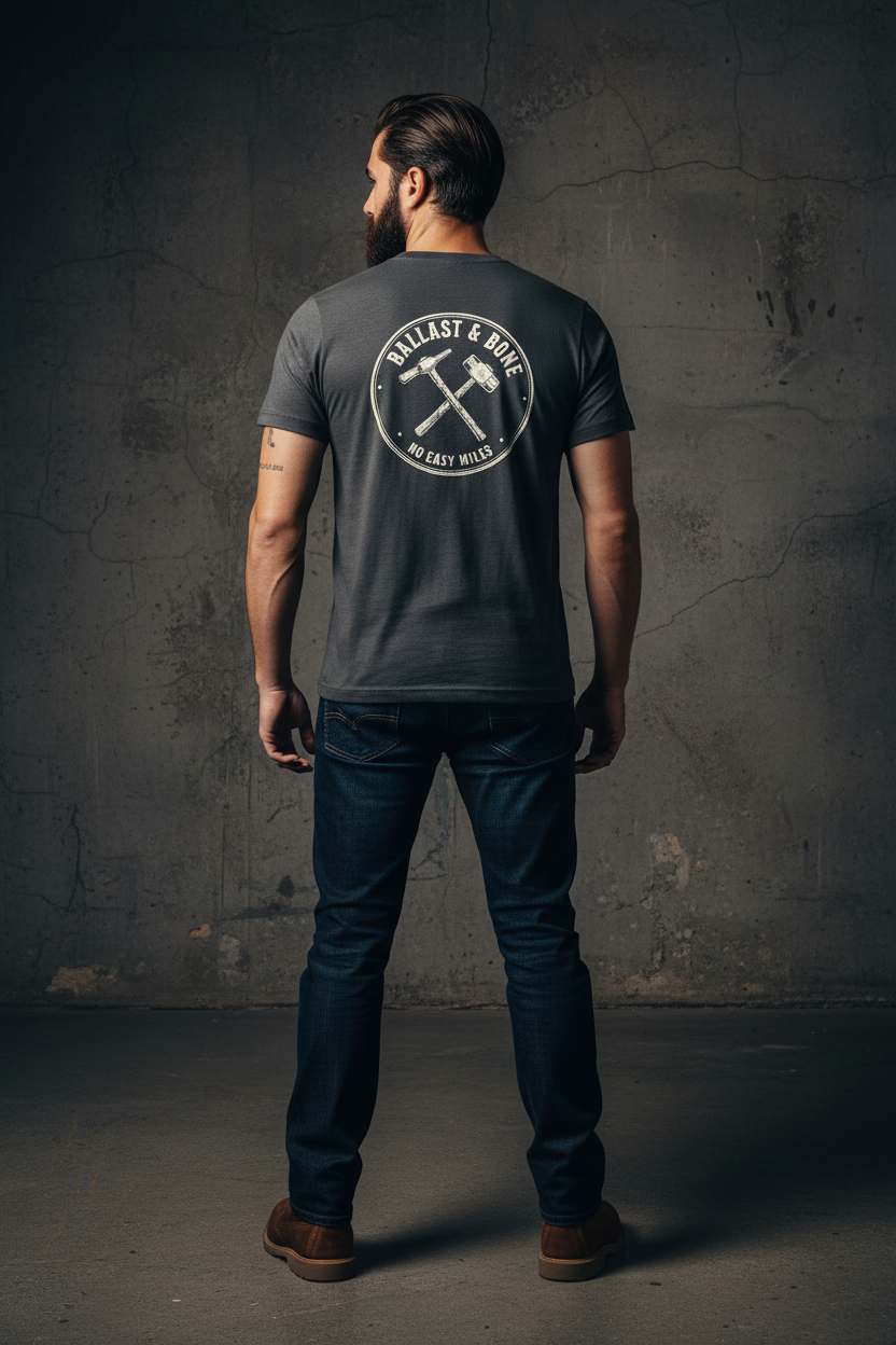 Charcoal Tee Back Mockup