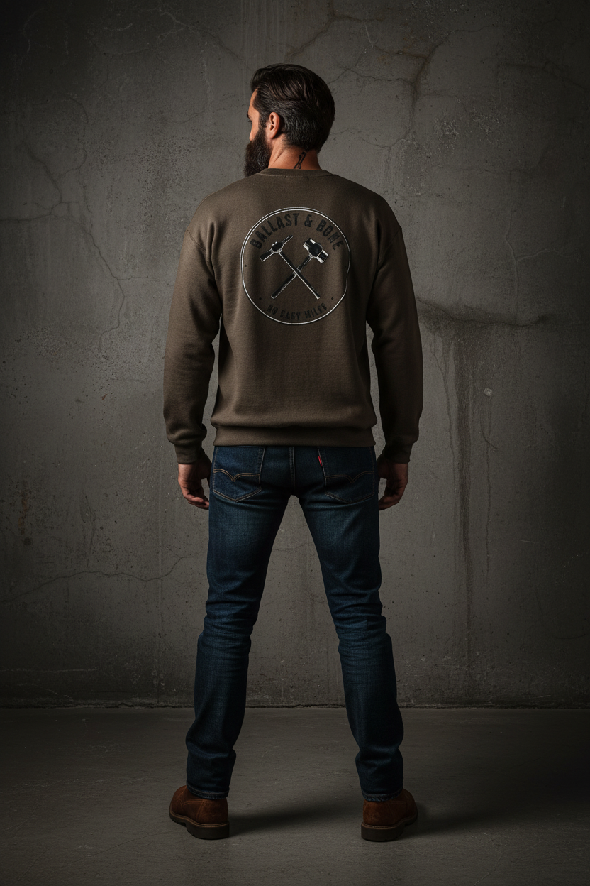 Dark Brown Crewneck Back Mockup