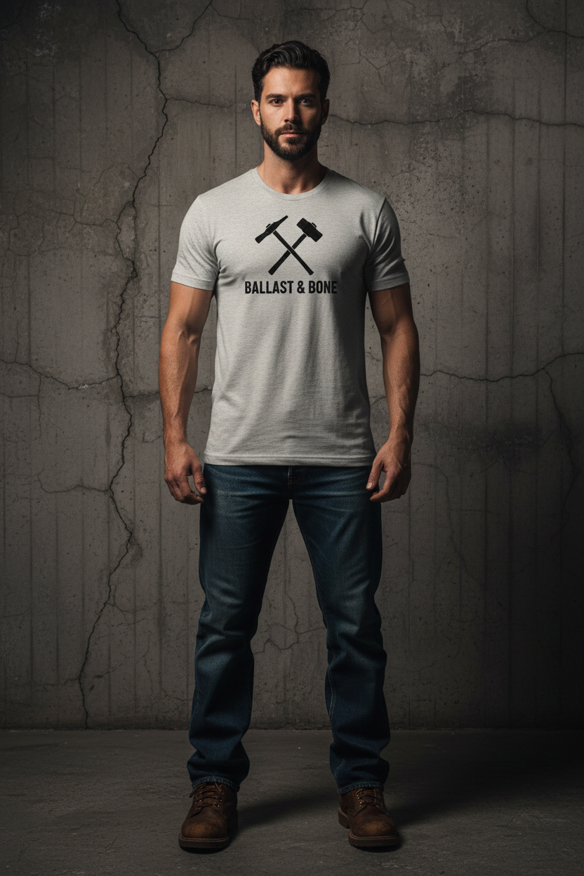 Heather dust t-shirt front with crossed hammers