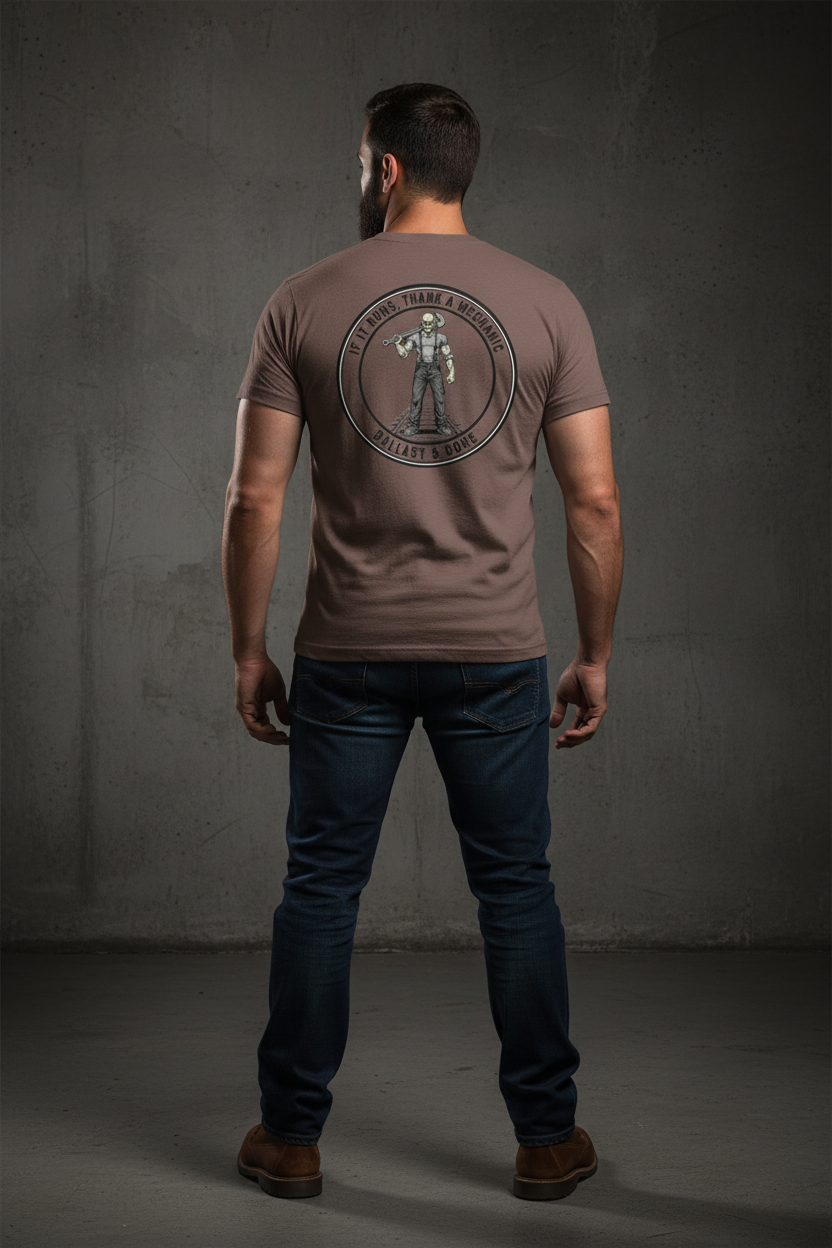 If It Runs Tee - Pebble Brown Back