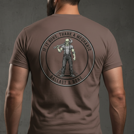 If It Runs Tee - Pebble Brown Zoomed