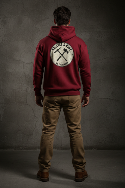Maroon Hoodie Back Mockup - Hood Down