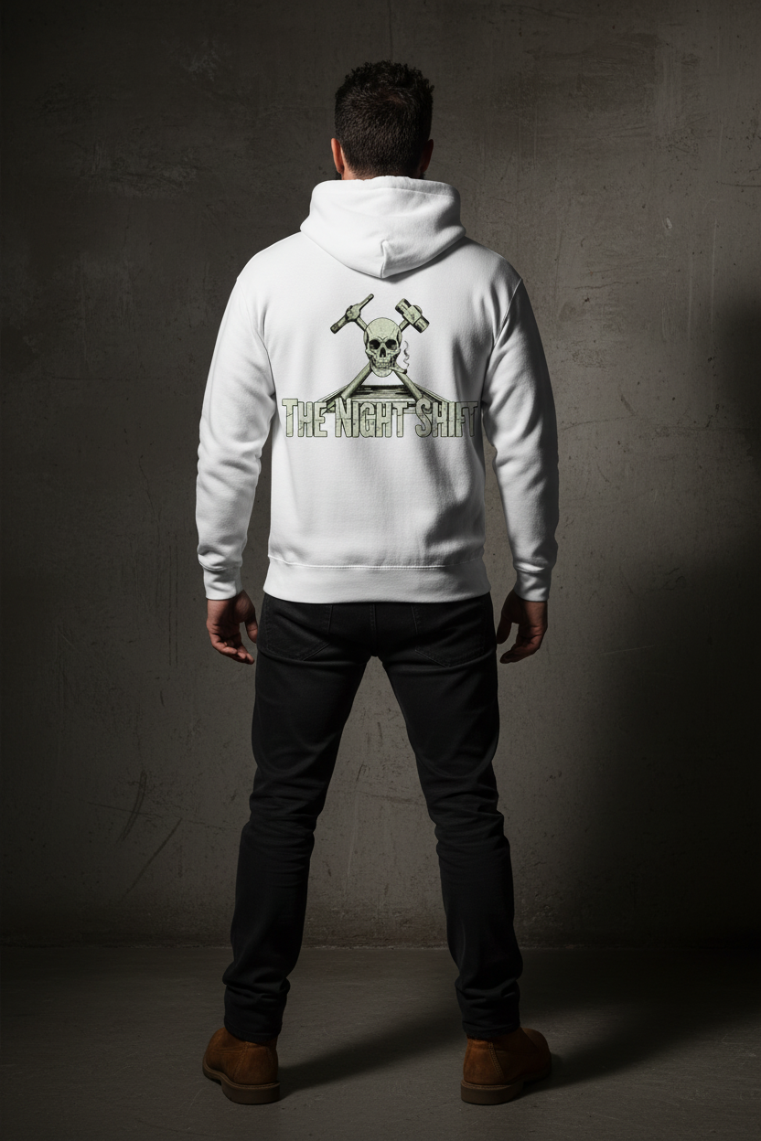 Night Shift Hoodie - White Back