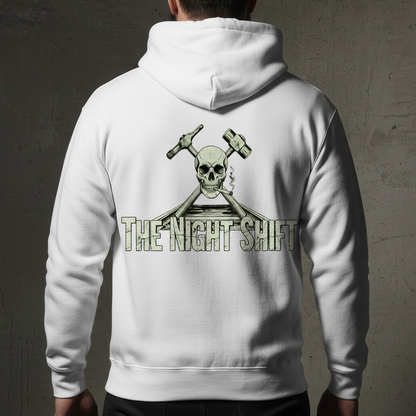 Night Shift Hoodie - White Zoomed Back