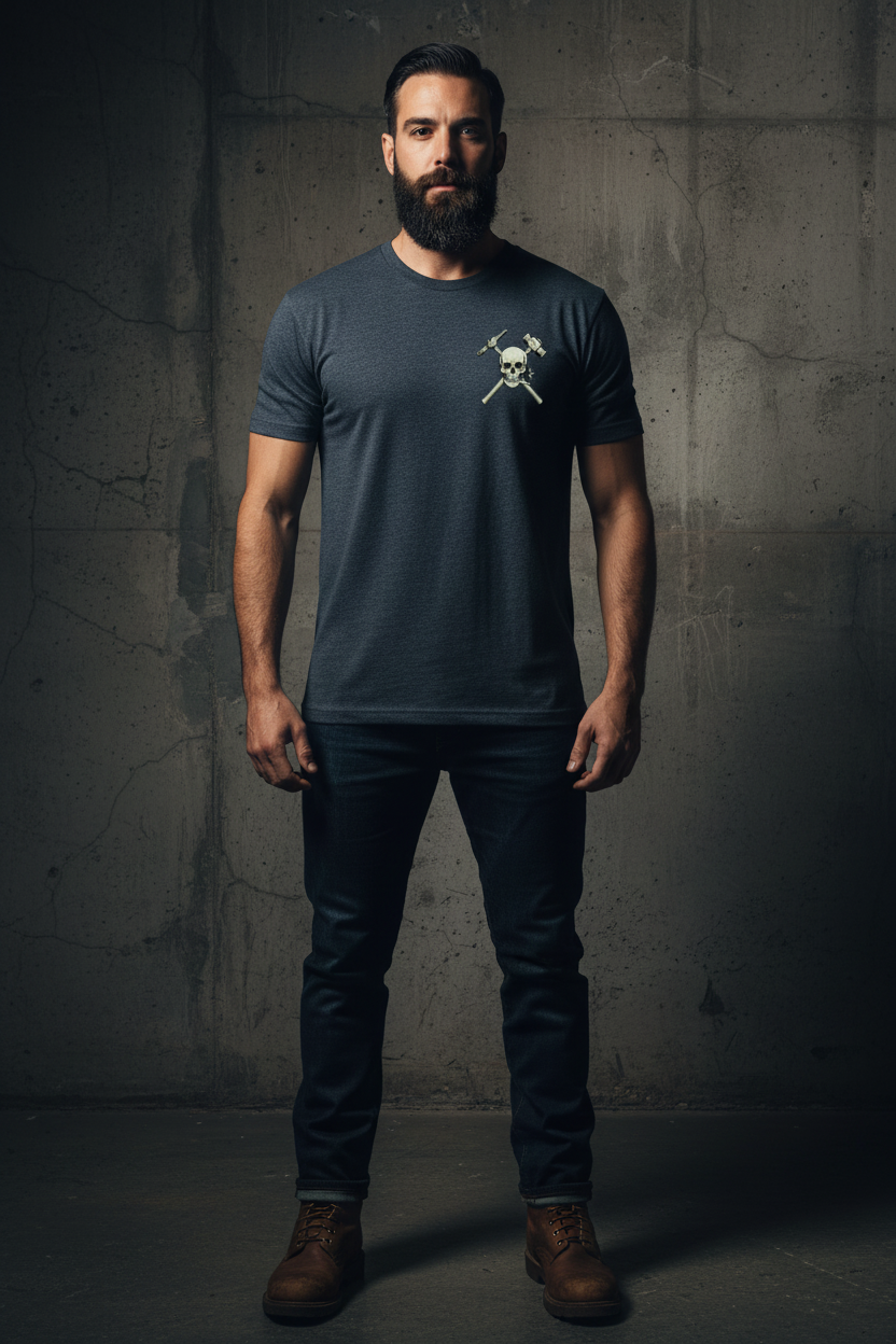 Night Shift Tee - Dark Heather Front Chest