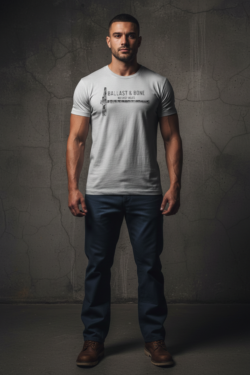 Silver t-shirt front with hammer design