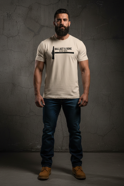 Soft cream t-shirt front with hammer design