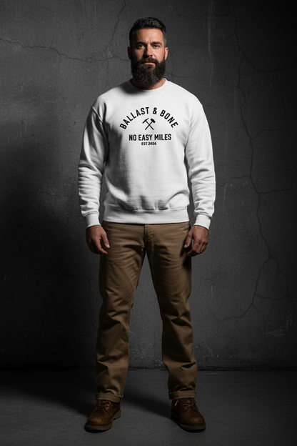 White Crewneck Crossed Hammers Front Mockup