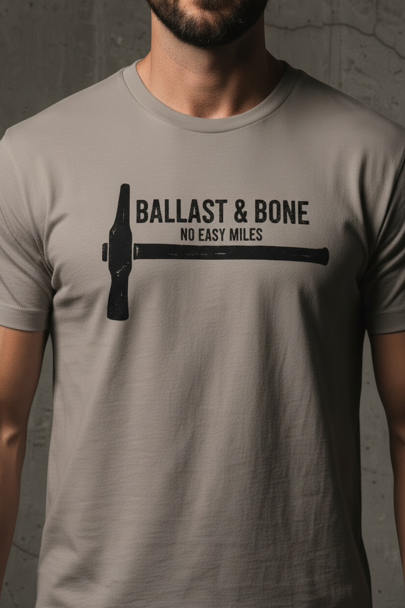 Zoomed-in hammer design on pebble t-shirt